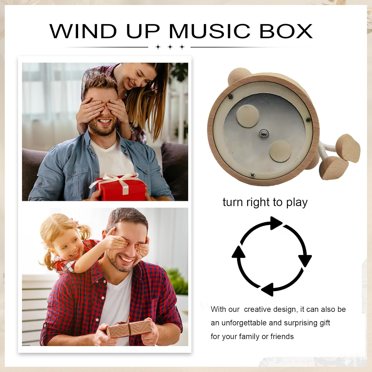 Hefonti Wooden Dog Music Box with Flexible Legs