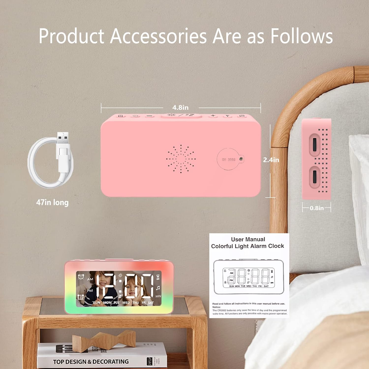 SPLITSKY Kids Alarm Clock with RGB Night Light and White Noise