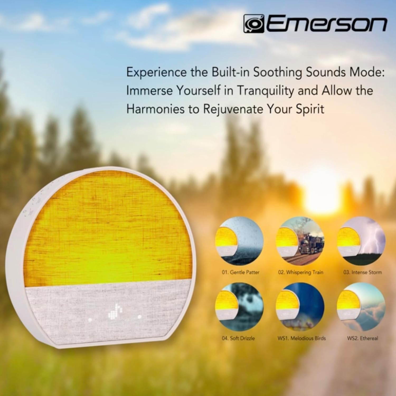 Emerson Sunrise SmartSet Alarm Clock with White Noise