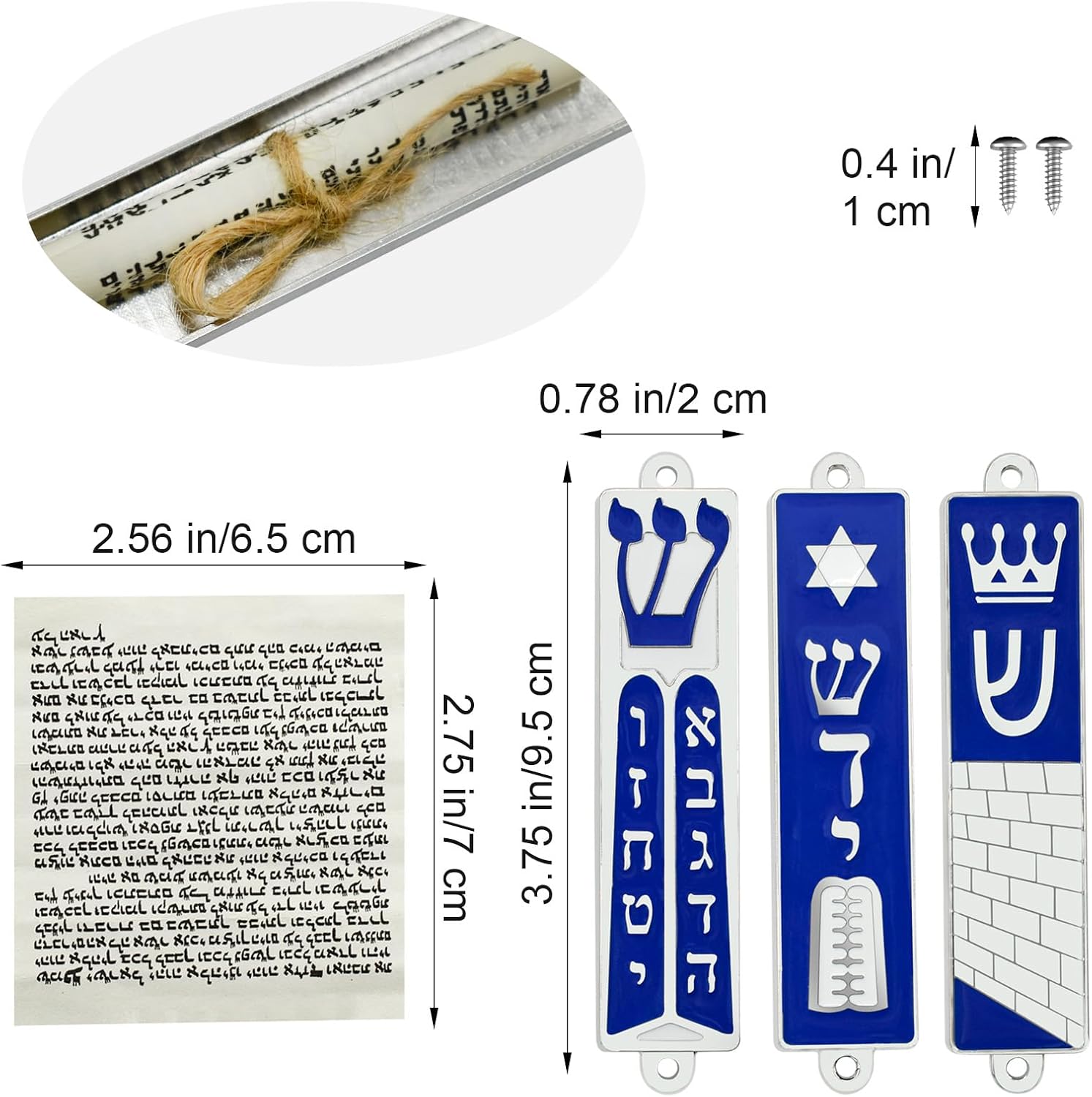 MrMrKura 3-Piece Mezuzah Set with Scroll