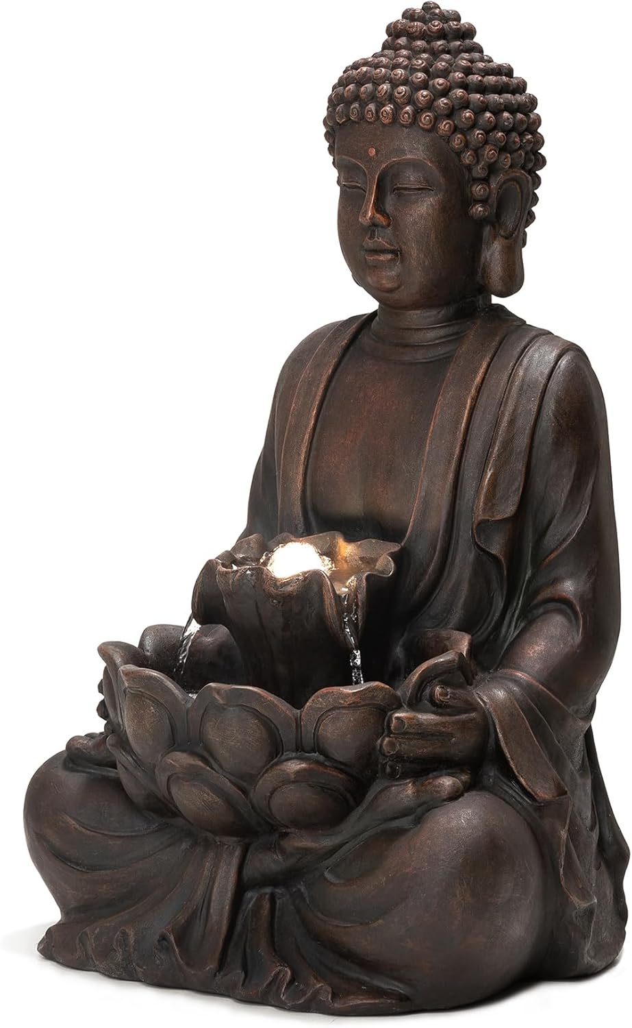 Glitzhome Zen Buddha Fountain with LED Lights