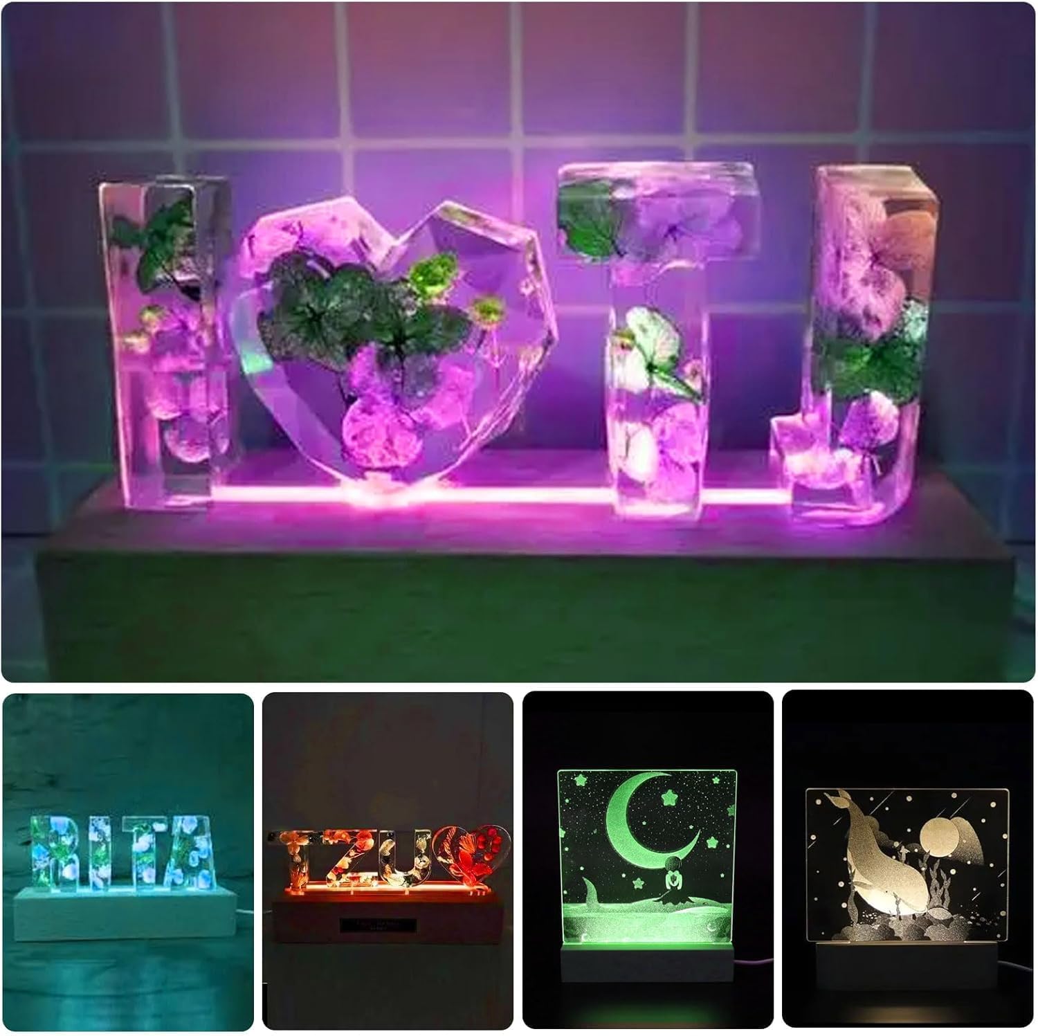 LED Light Base for Acrylic 2 Pcs 1181 Inch Wooden Display Pedestal