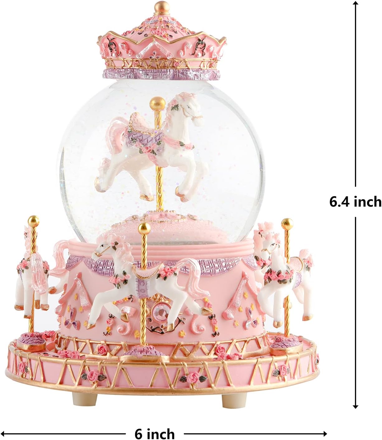 Musfunny Carousel Snow Globe Music Box with LED Lights