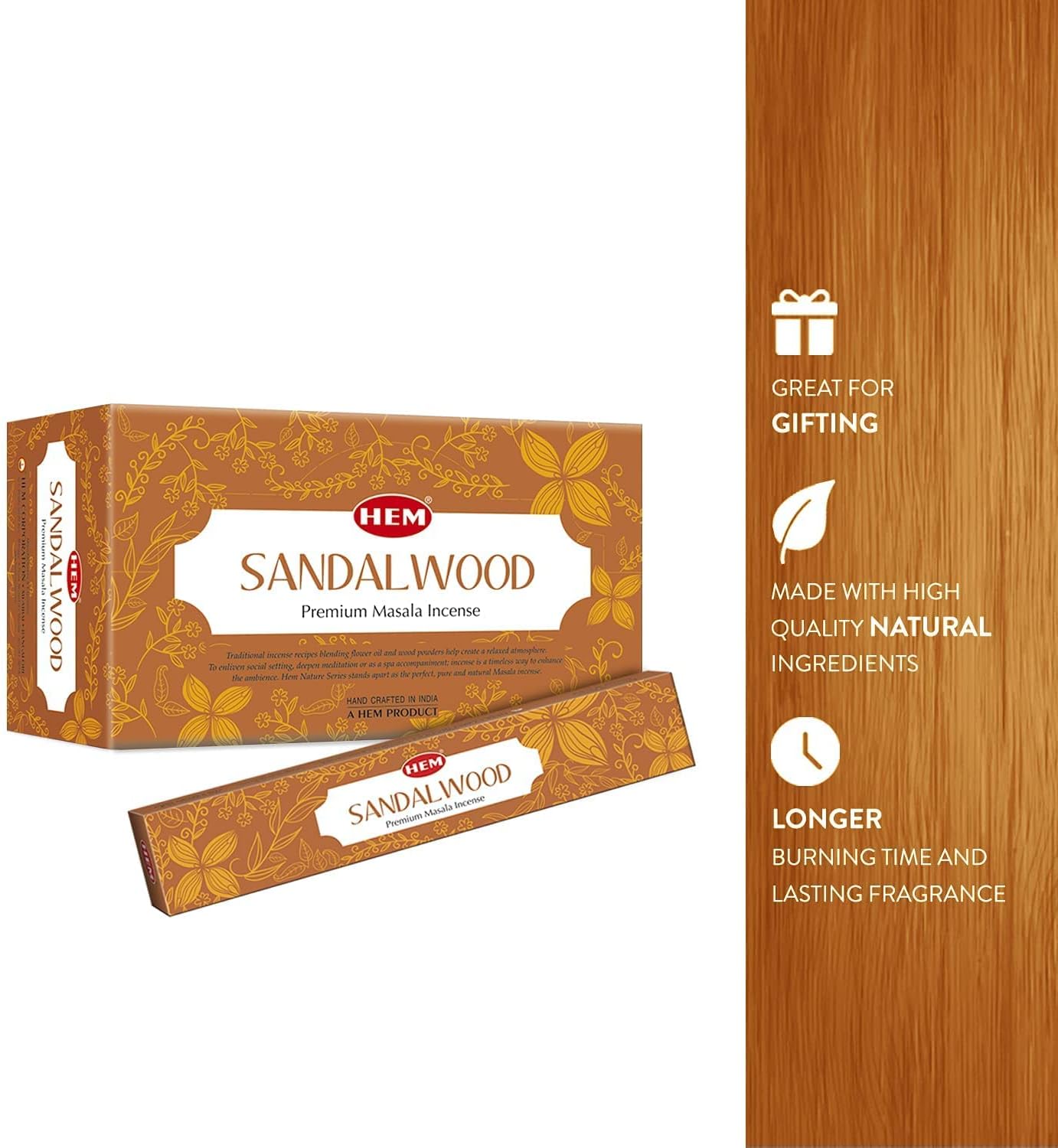HEM Premium Sandalwood Masala Incense Sticks - Pack of 12