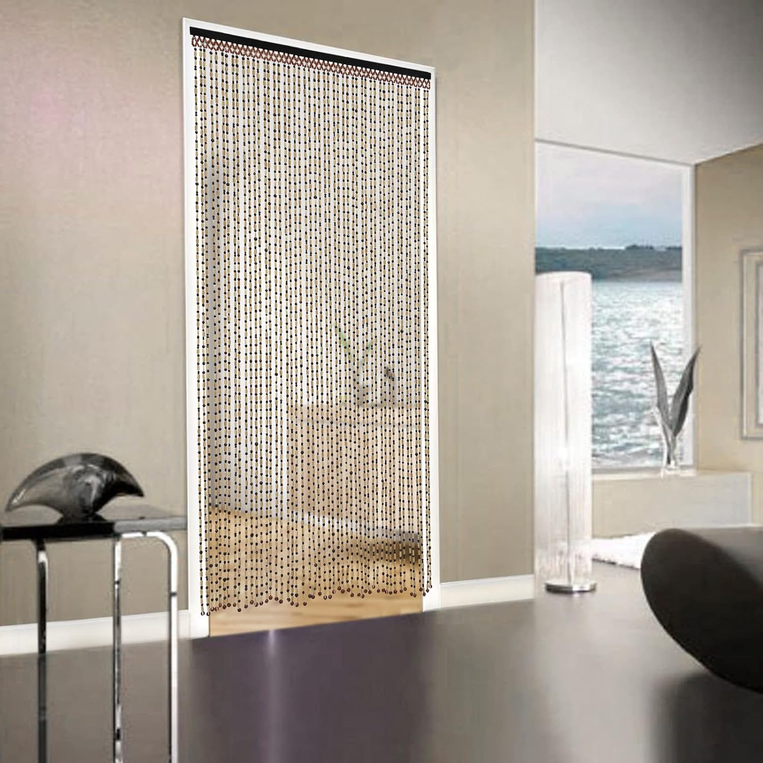 Wood Beaded Curtain for Home Decor and Privacy