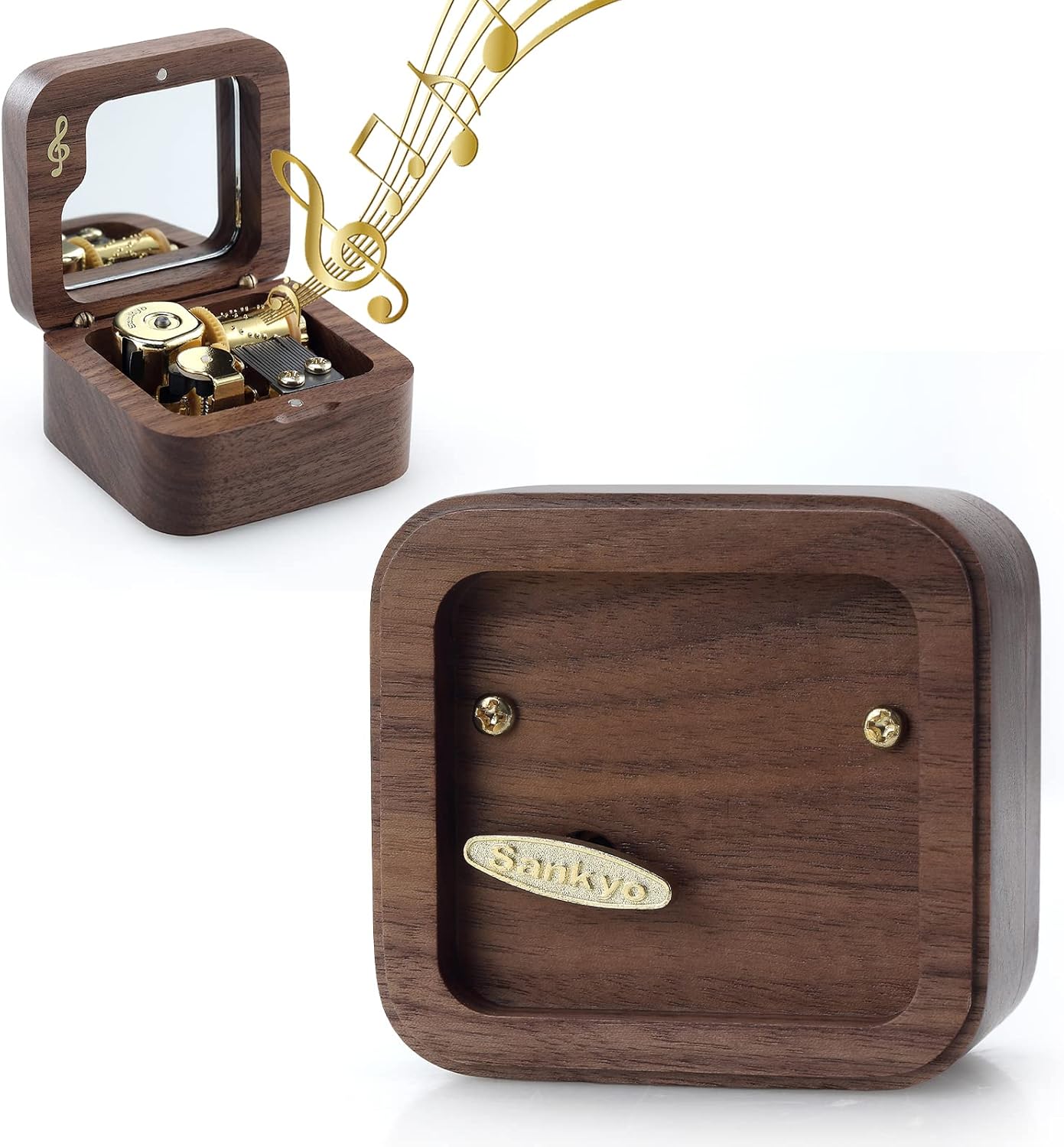 Wooden Wind-up Music Box with You Are My Sunshine Tune