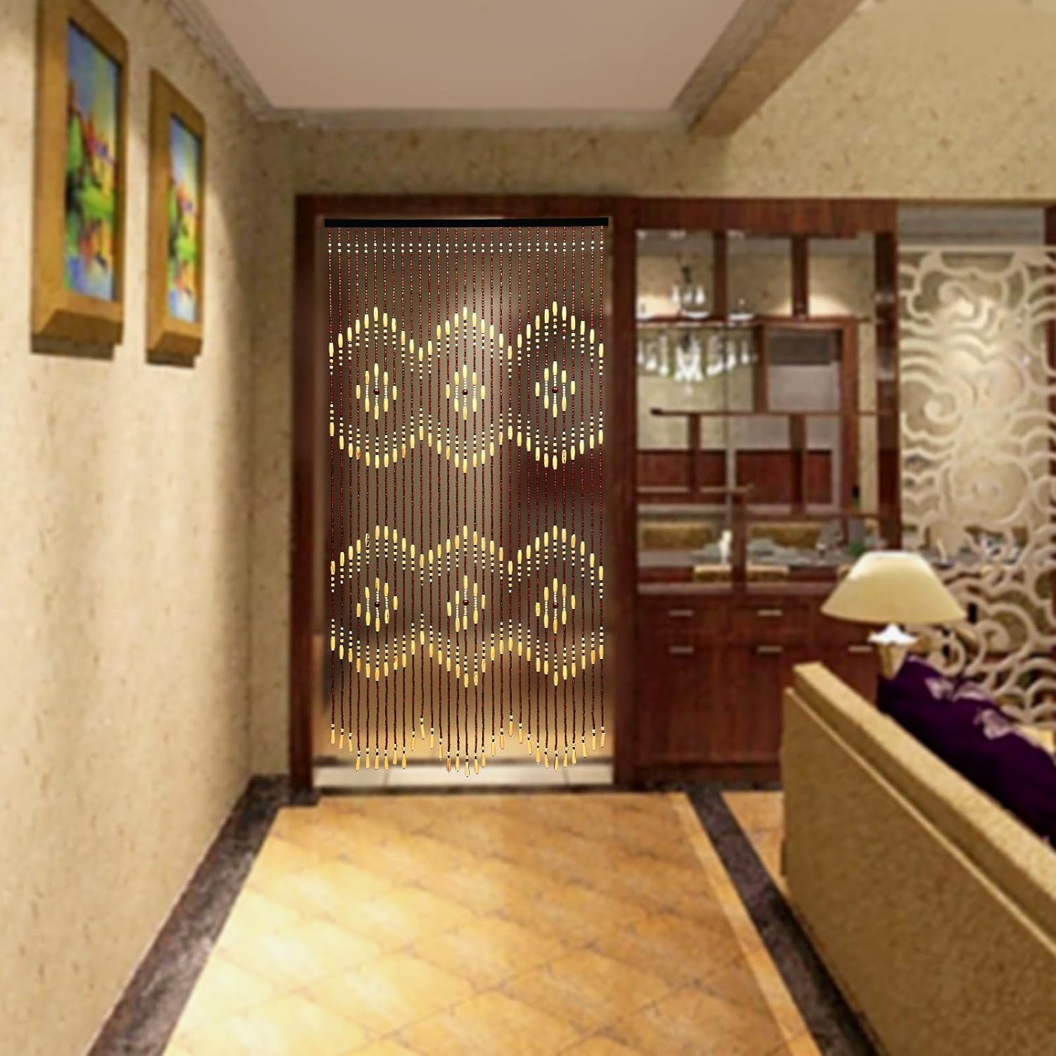 31 Strings Wooden Beaded Curtain for Privacy