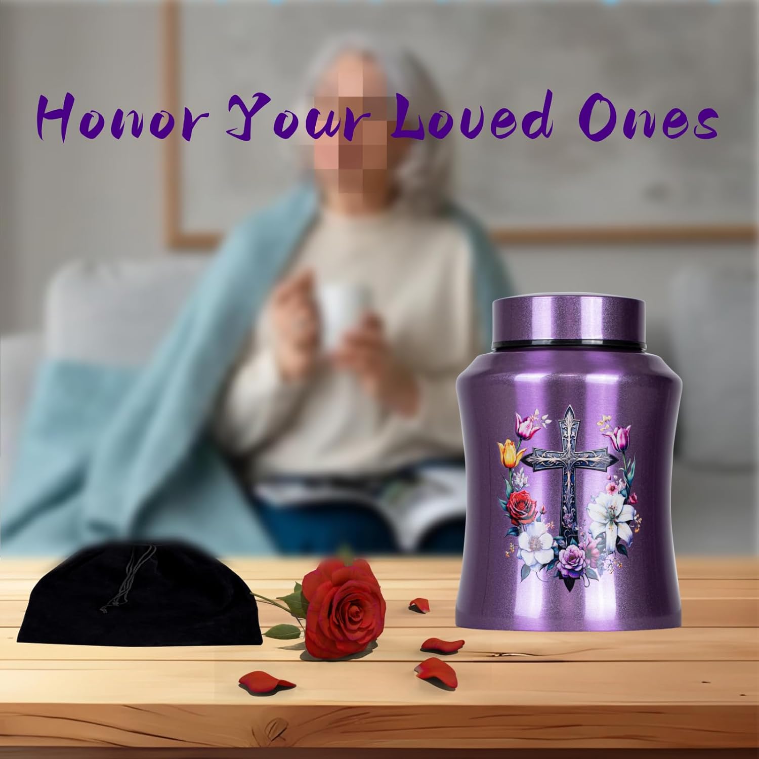 Purple Cross Urns for Ashes Large Personalized Cremation Urn for Adults