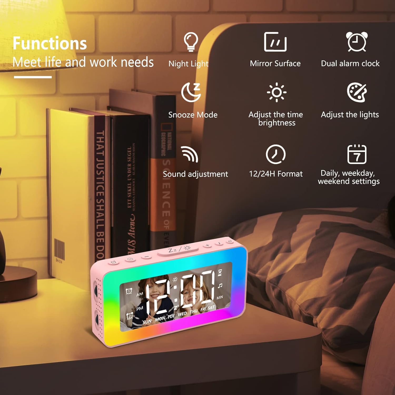 SPLITSKY Kids Alarm Clock with RGB Night Light and White Noise