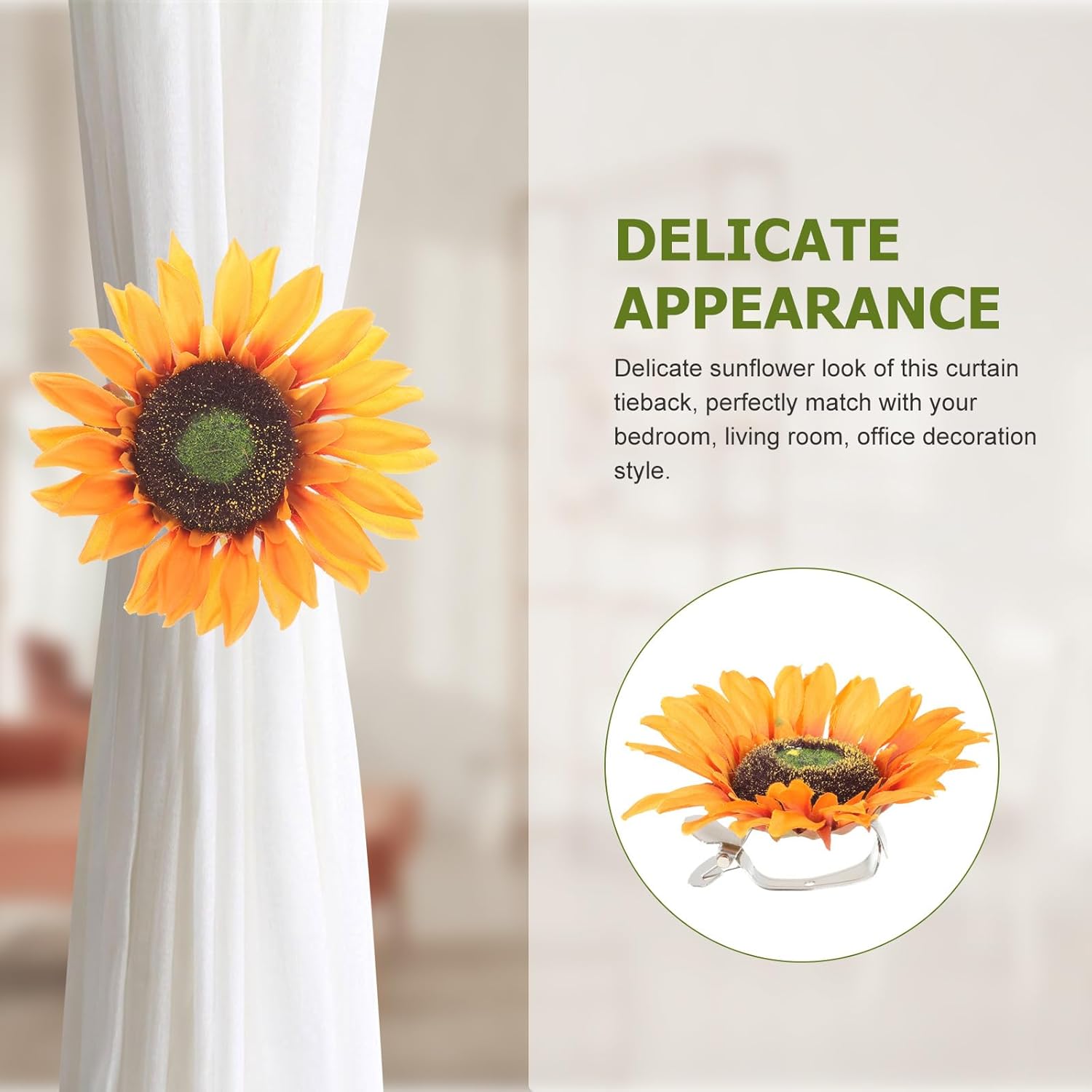 2Pcs Sunflower Curtain Tiebacks for Home Office Decor