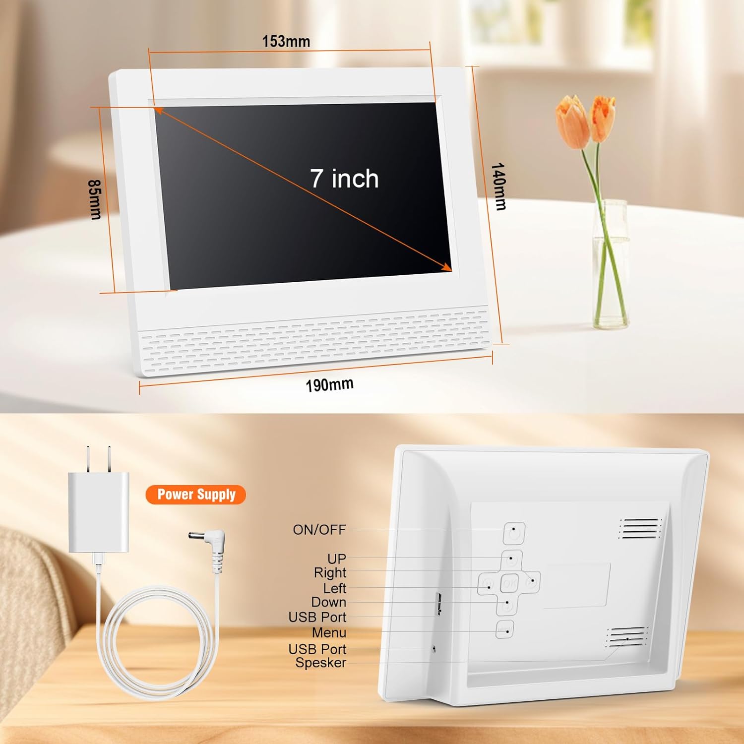 Digital Calendar Alarm Clock with 7 HD Screen