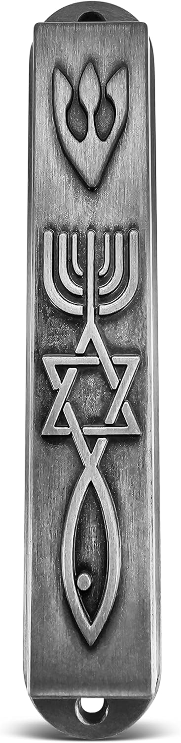 Set of 2 Pewter Mezuzah with Scroll for Door