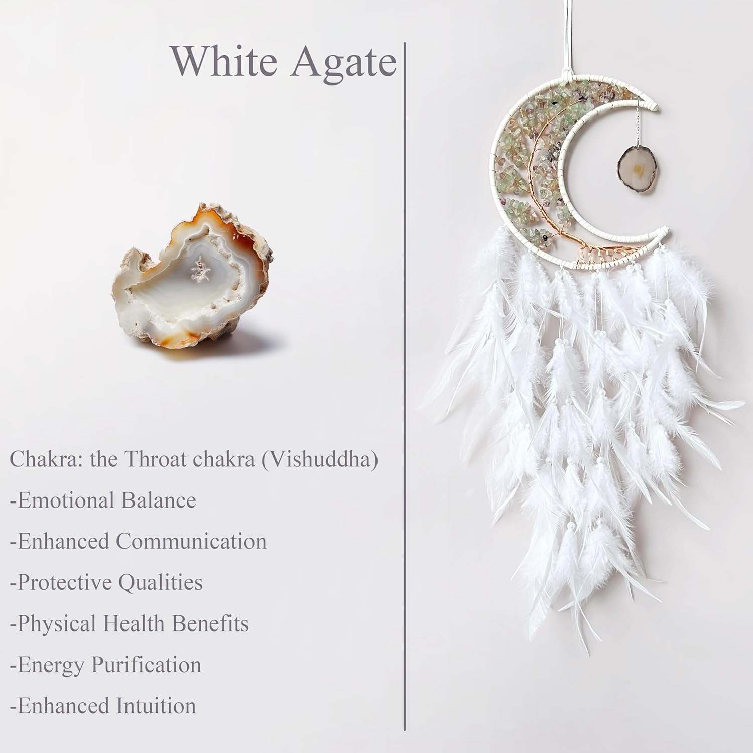 Moon Dream Catchers with Chakra Agate Stone
