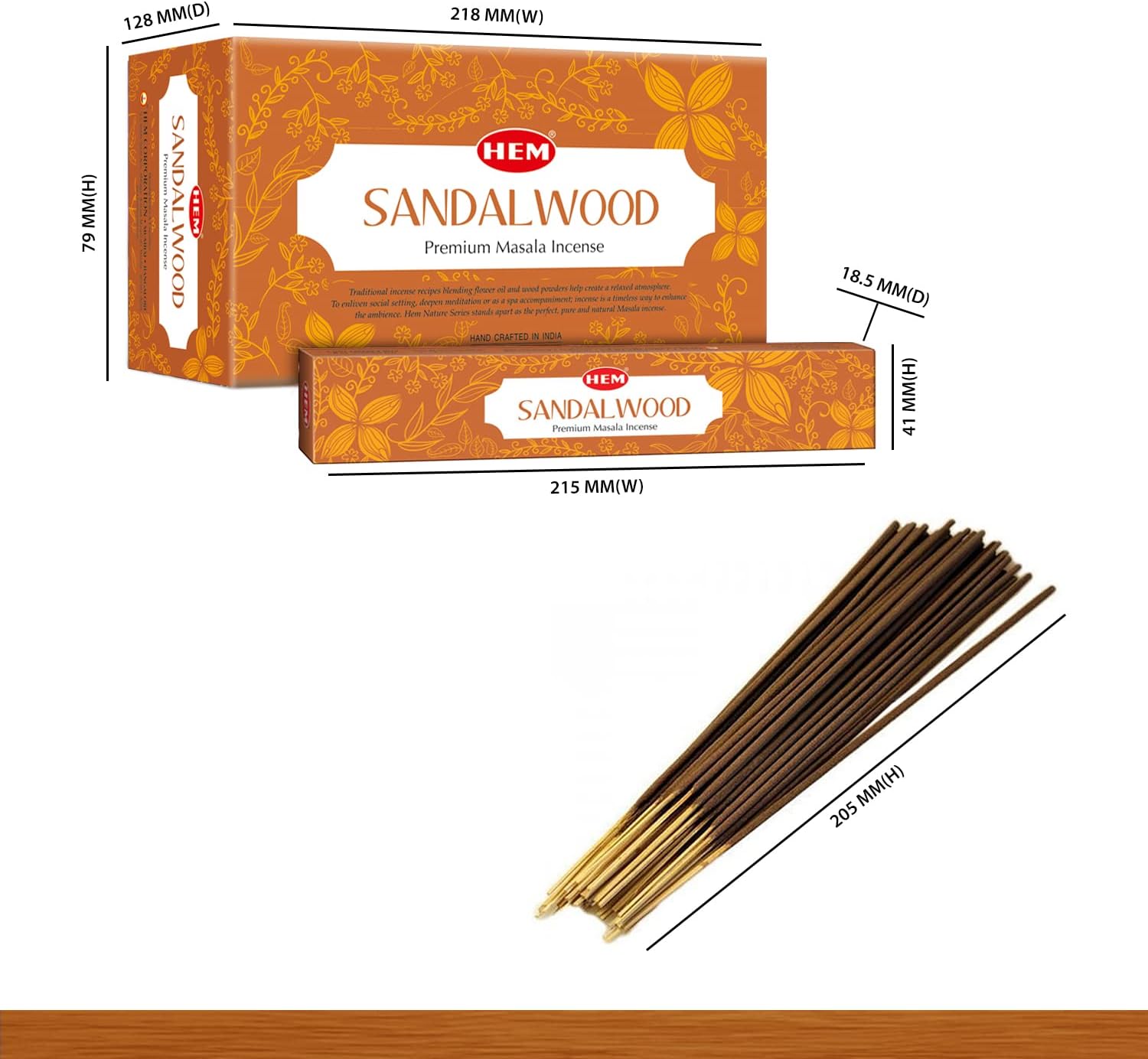 HEM Premium Sandalwood Masala Incense Sticks - Pack of 12