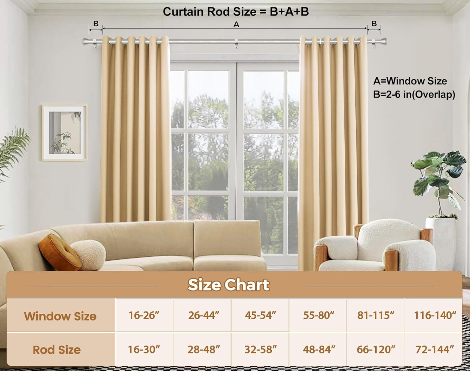 Heavy Duty Curtain Rod 66-120 Inch Silver