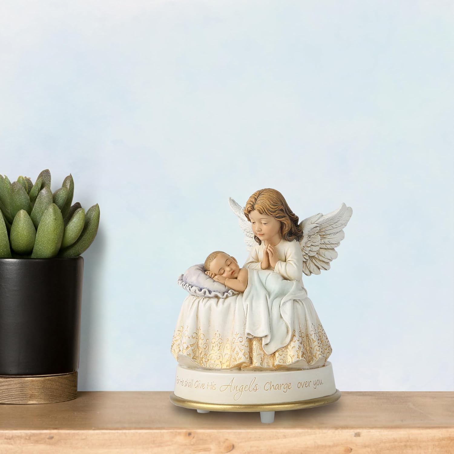 Guardian Angel Music Box Figurine - 53 Inch Musical Angel Decoration