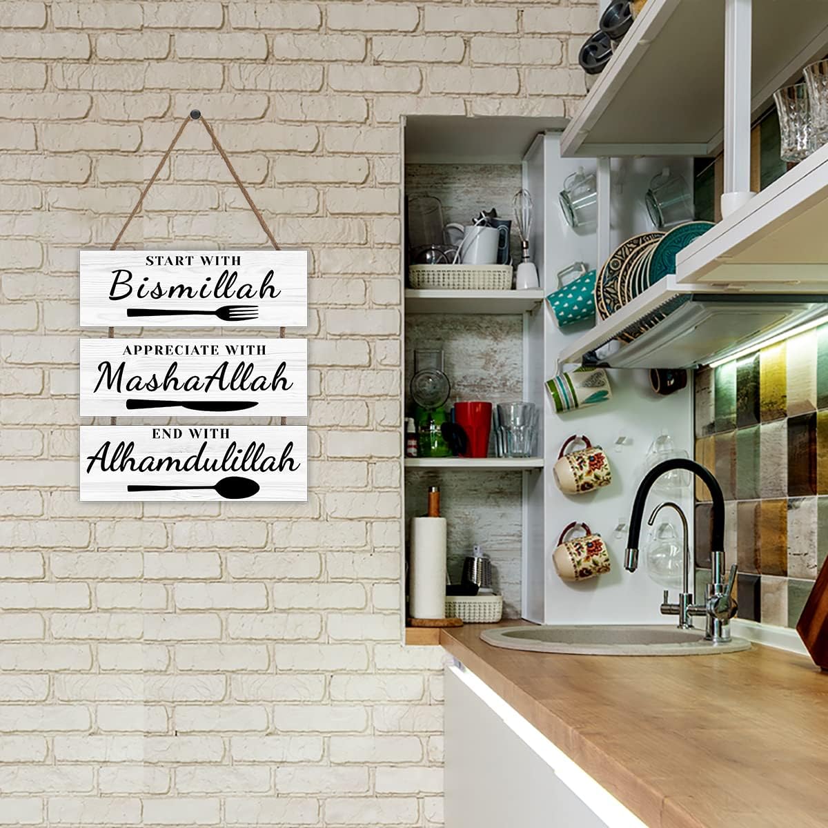 Dazingart Islamic Bismillah Wall Decor Sign 3 Panels
