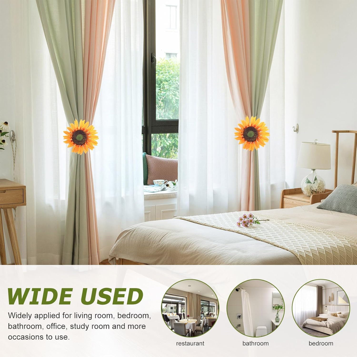 2Pcs Sunflower Curtain Tiebacks for Home Office Decor