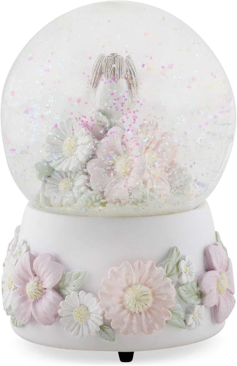 Pastel Chickadee Flowers Musical Snow Globe