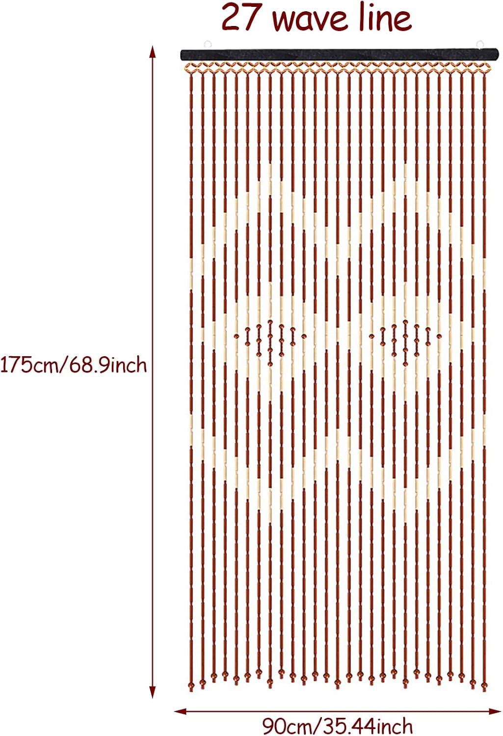 Bamboo Wood Bead Curtain with 27 Lines