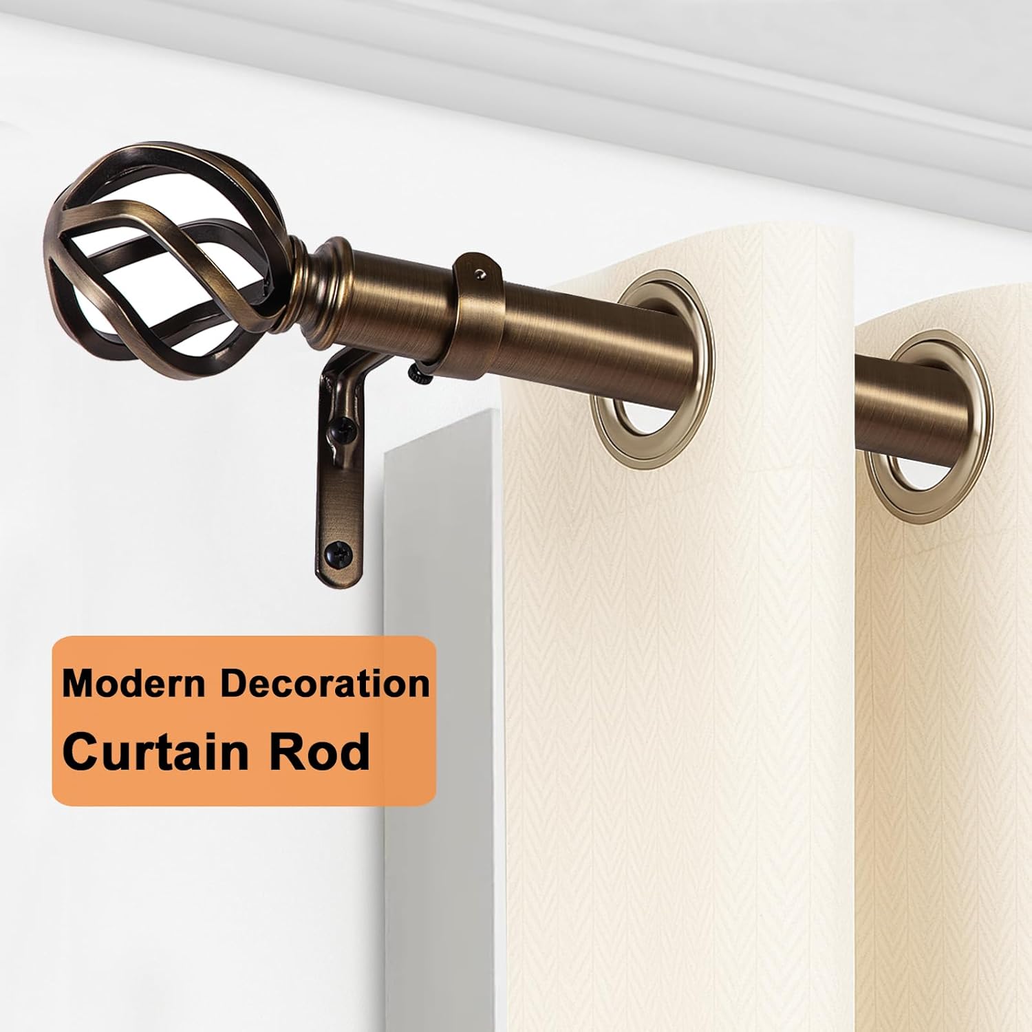 Adjustable Curtain Rods 18-88 Inches Antique Brass