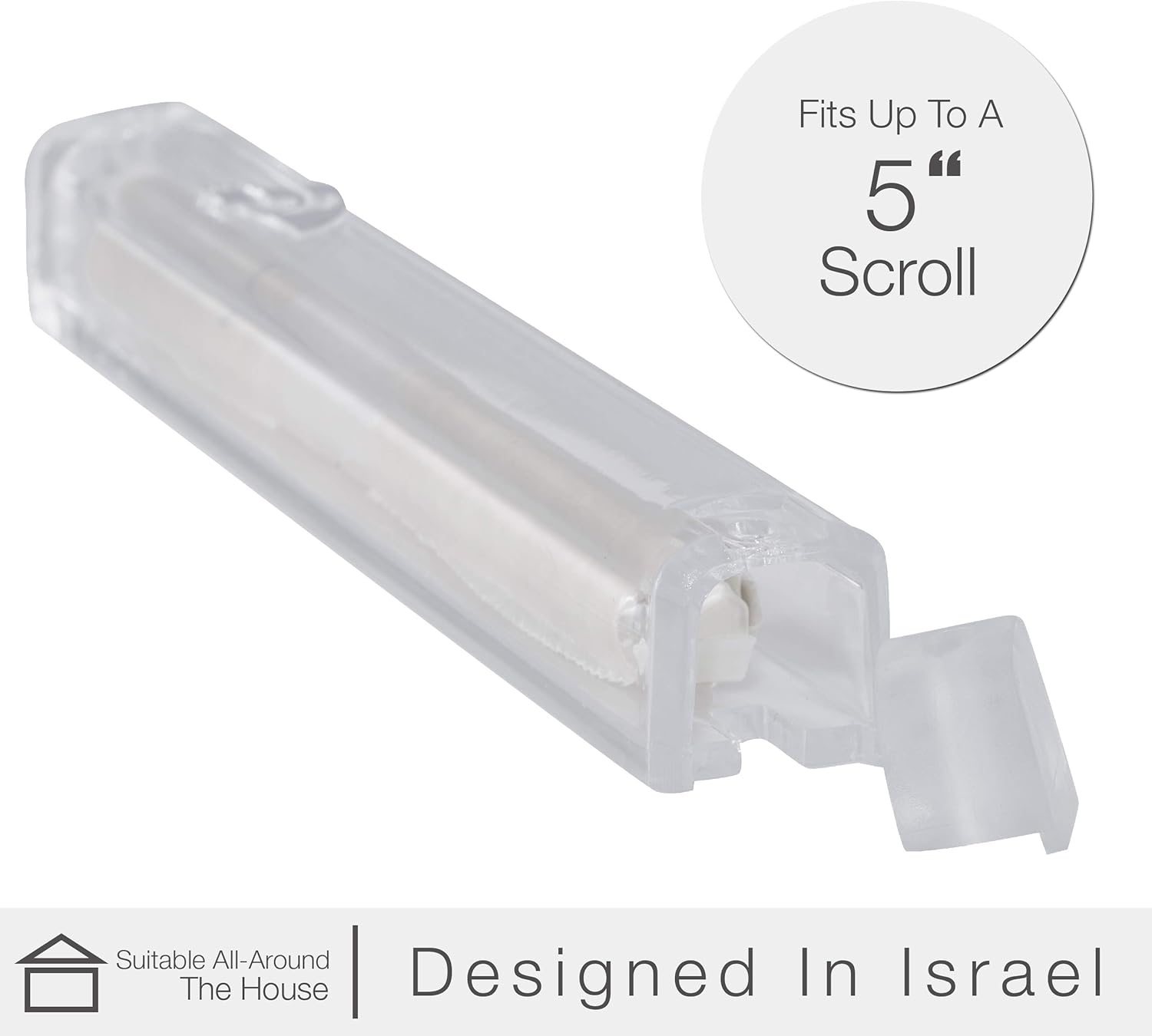 AS Mezuzot Clear Lucite Mezuzah Case with Silver Shin Design