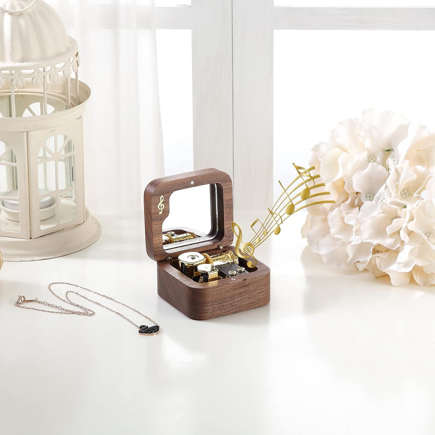Wooden Wind-up Music Box with You Are My Sunshine Tune
