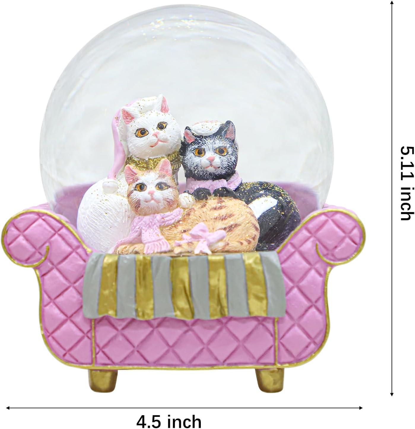 Cat Snow Globes for Girls - Pink Glitter Decor