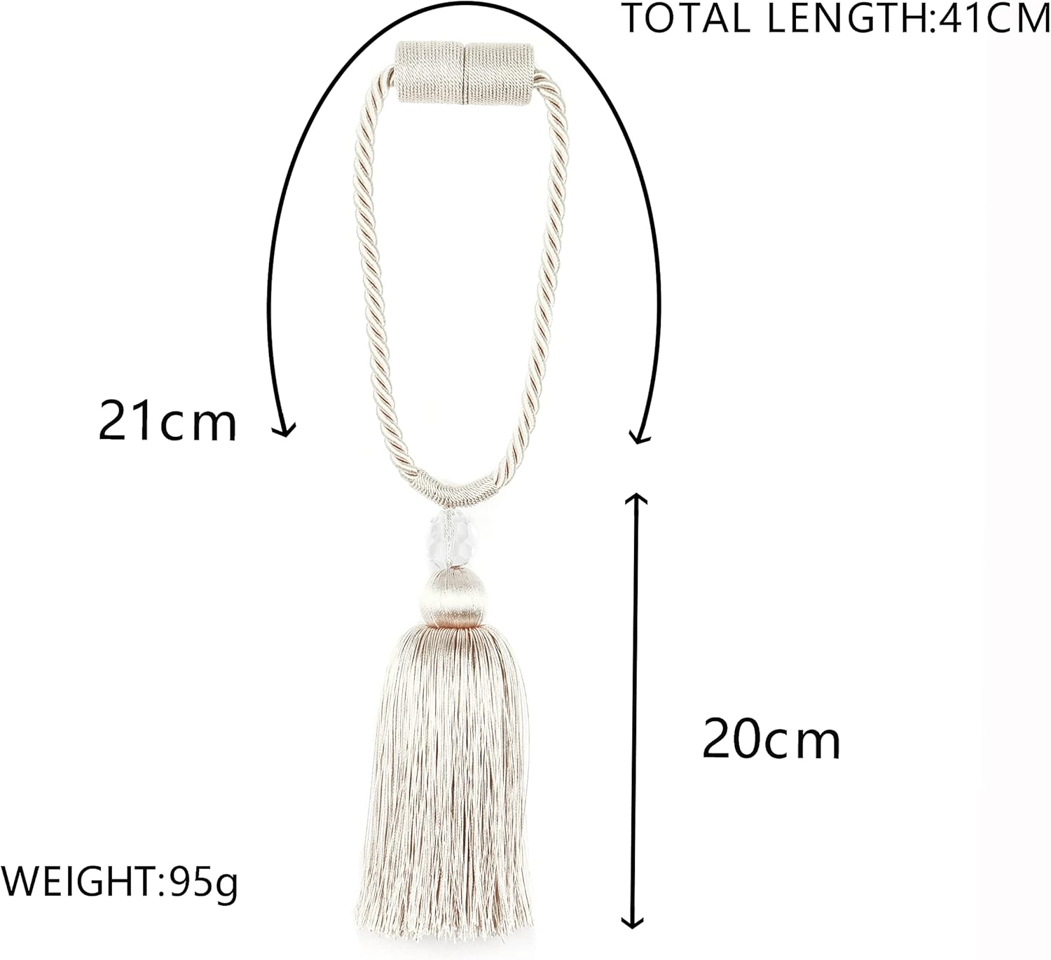 BEL AVENIR Magnetic Curtain Holdbacks Tassel Ties Beige