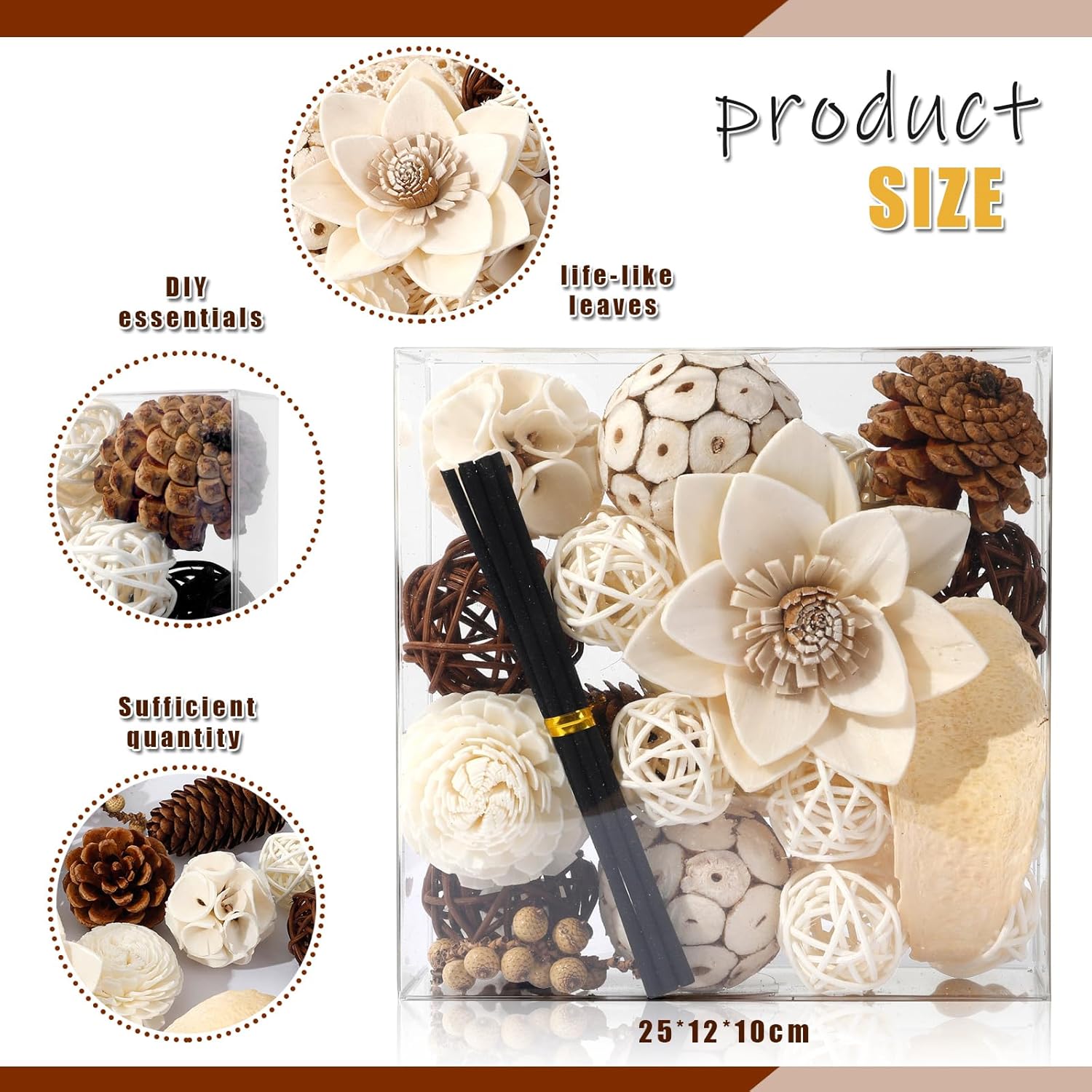 2 Boxes White Potpourri Bowl Filler for Home Decoration