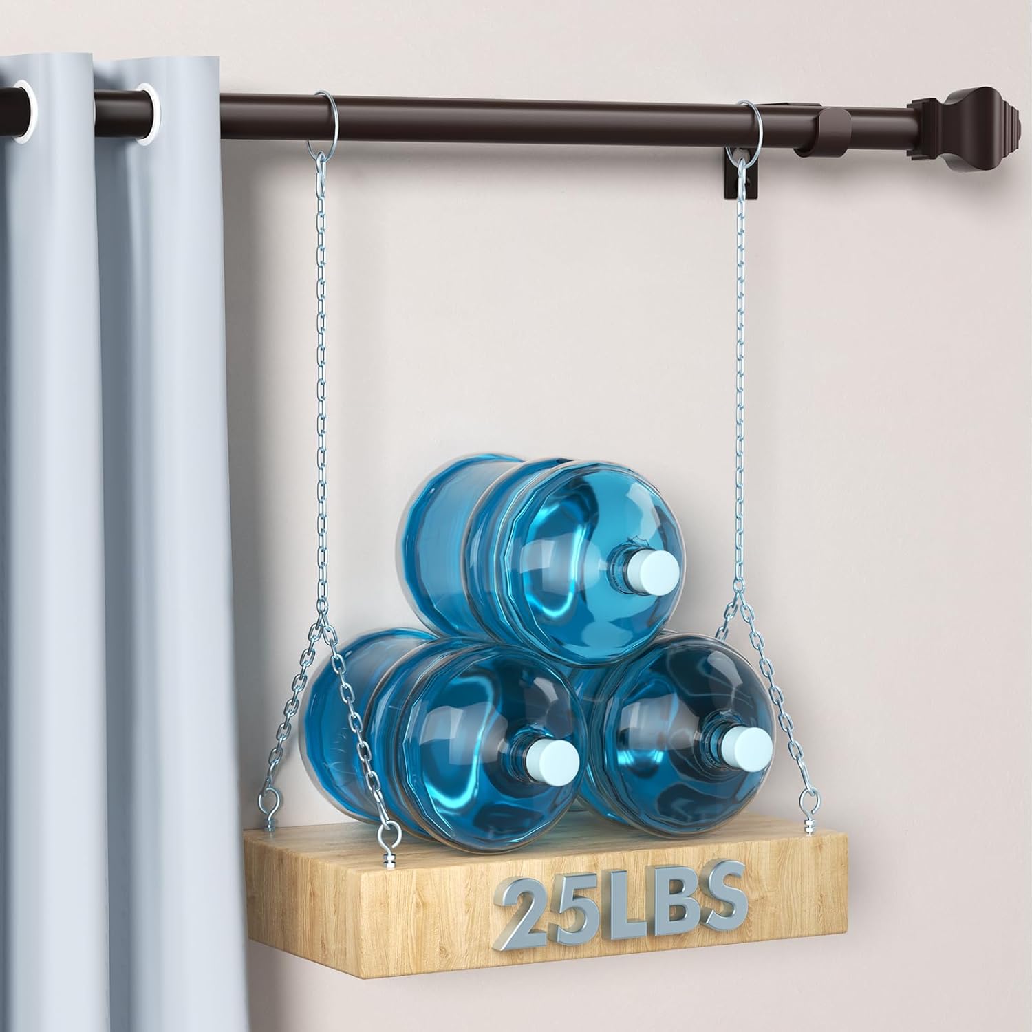 Adjustable Bronze Curtain Rod with Classic Finials for 32-46 Inch Windows