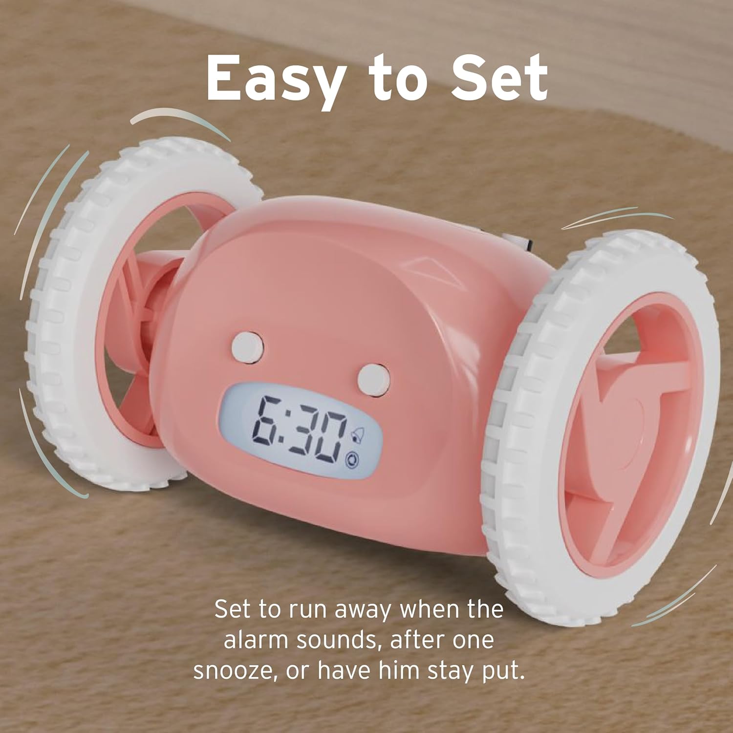 Extra Super Loud Alarm Clock with Rolling Wheels