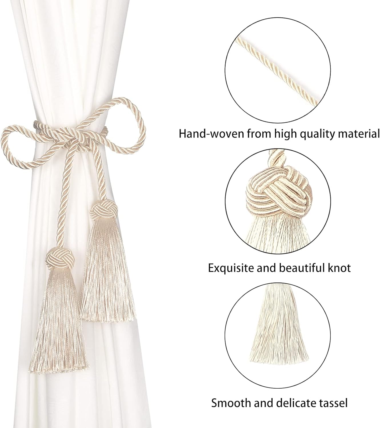 BEL AVENIR 6 Pack Curtain Tiebacks with Tassel