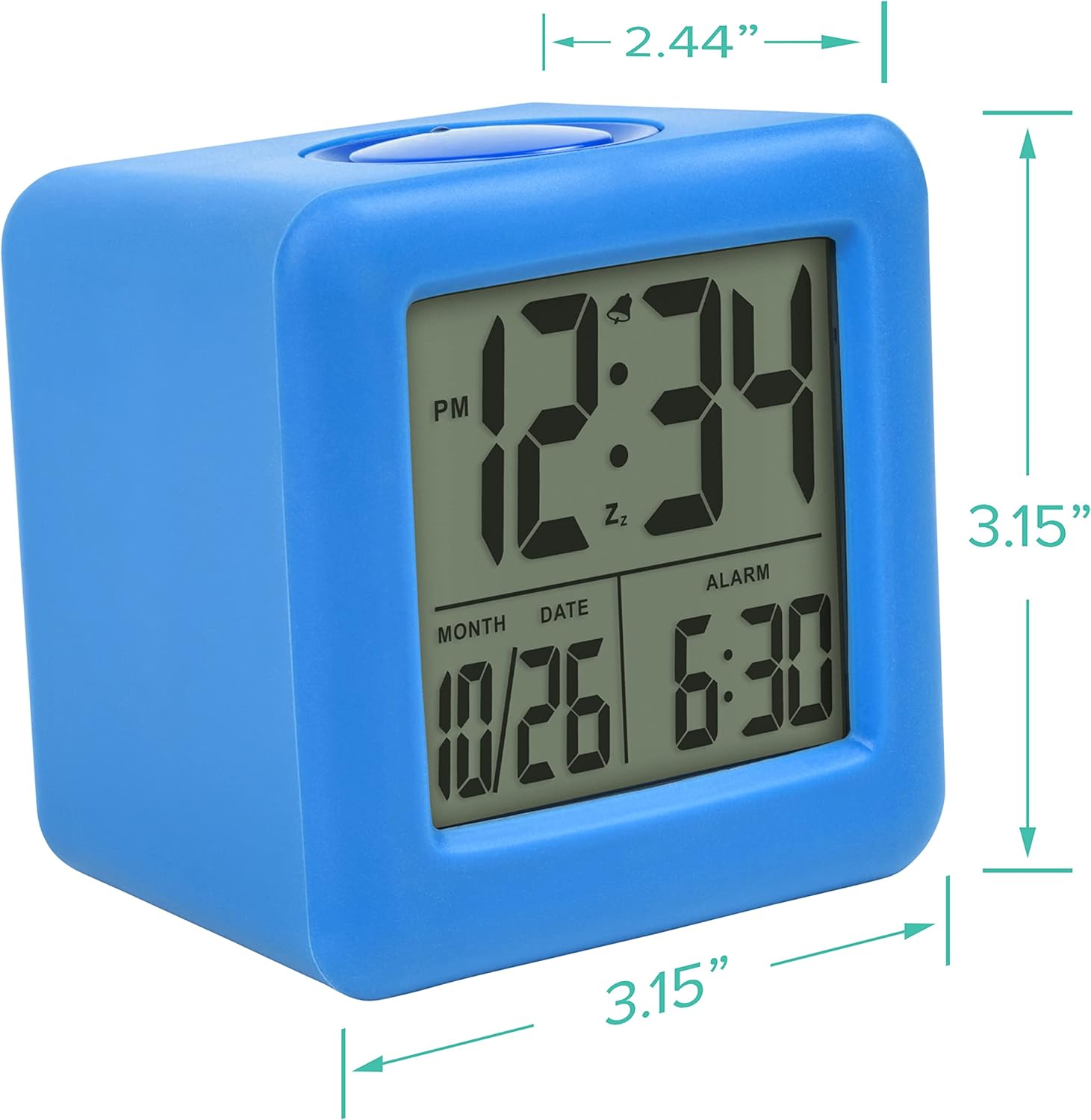 Equity 73005 Blue Soft Cube LCD Alarm Clock with Smart Light 1