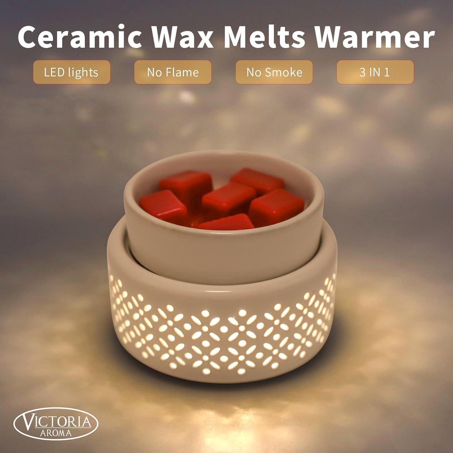Victoria Aroma Ceramic Wax Melt Warmer LED Night Light