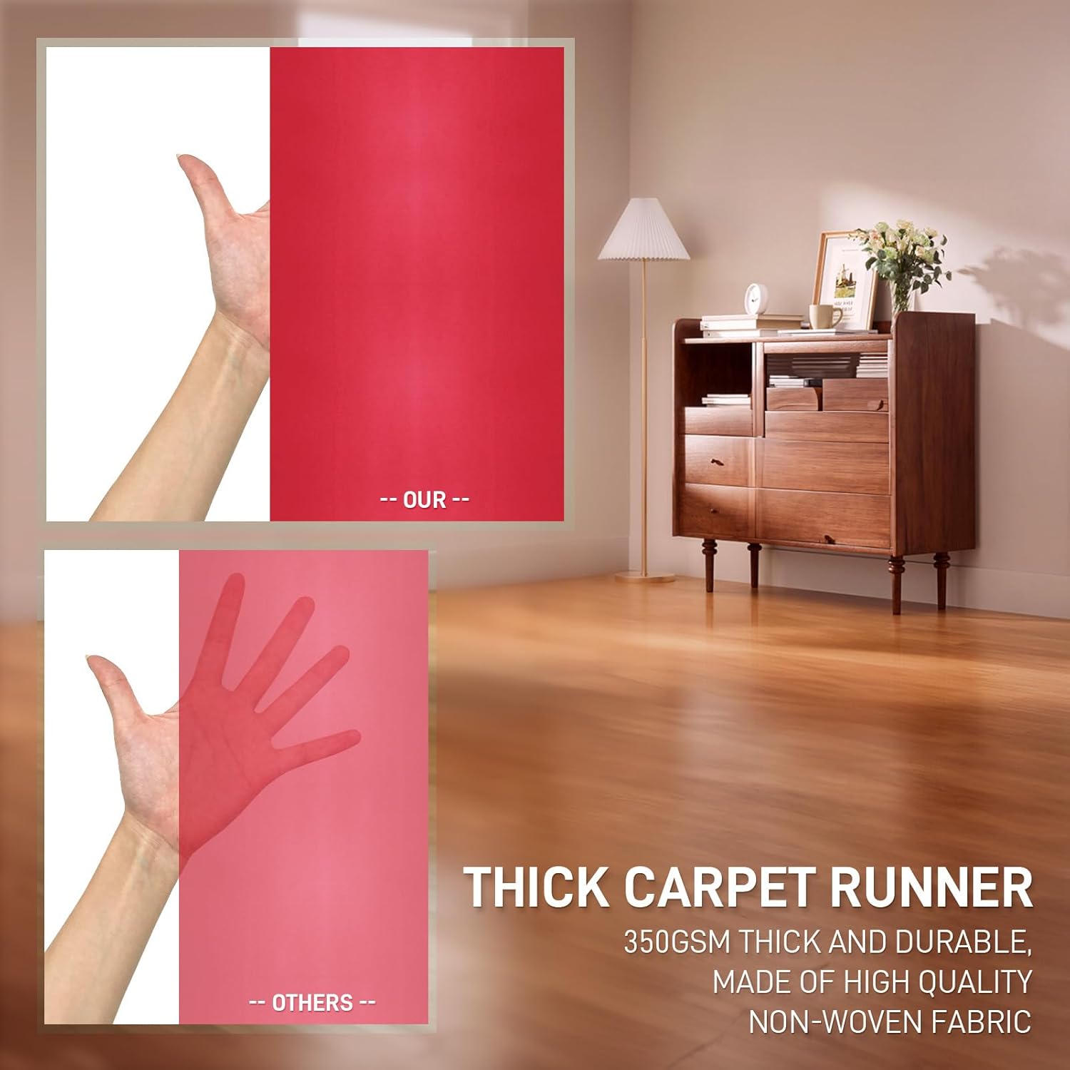 24In x 16Ft Thick Red Carpet Runner for Events