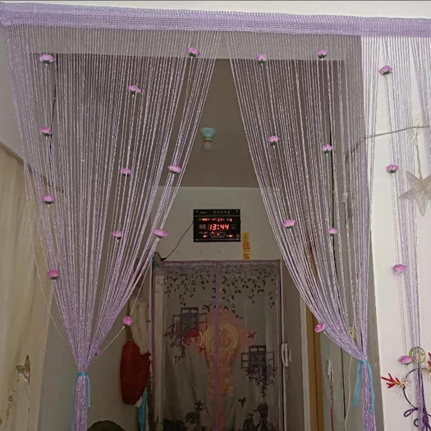 LAFANDE Thread Door Curtain with Roses Design