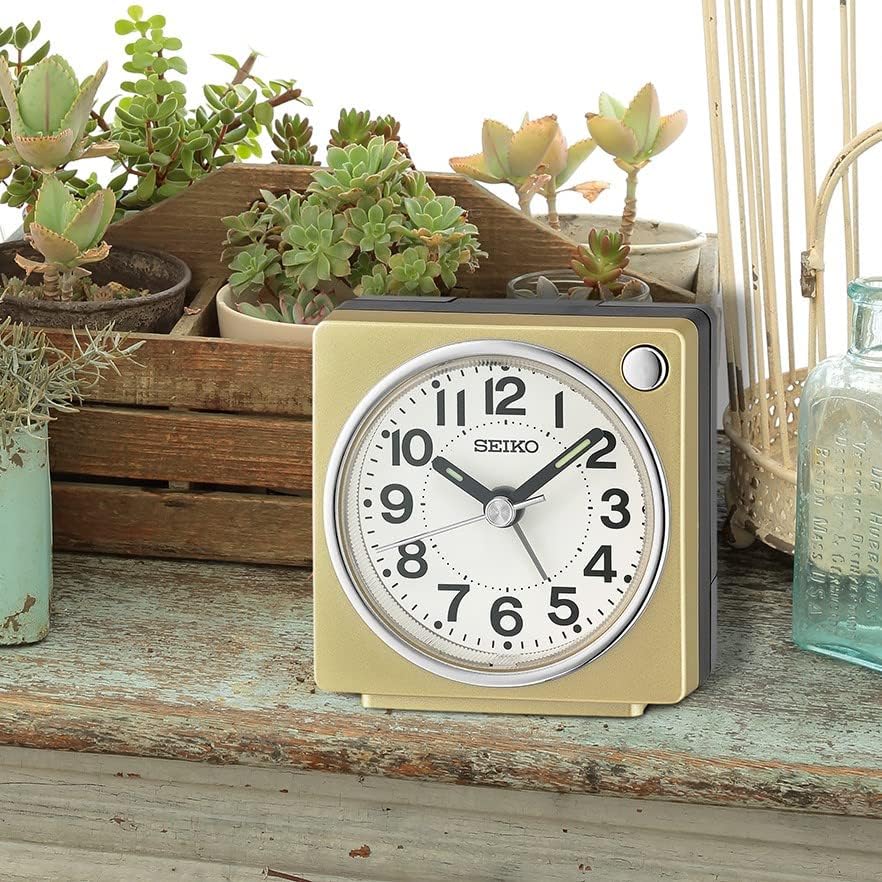 Seiko Fuji Dark Alarm Clock in Gold