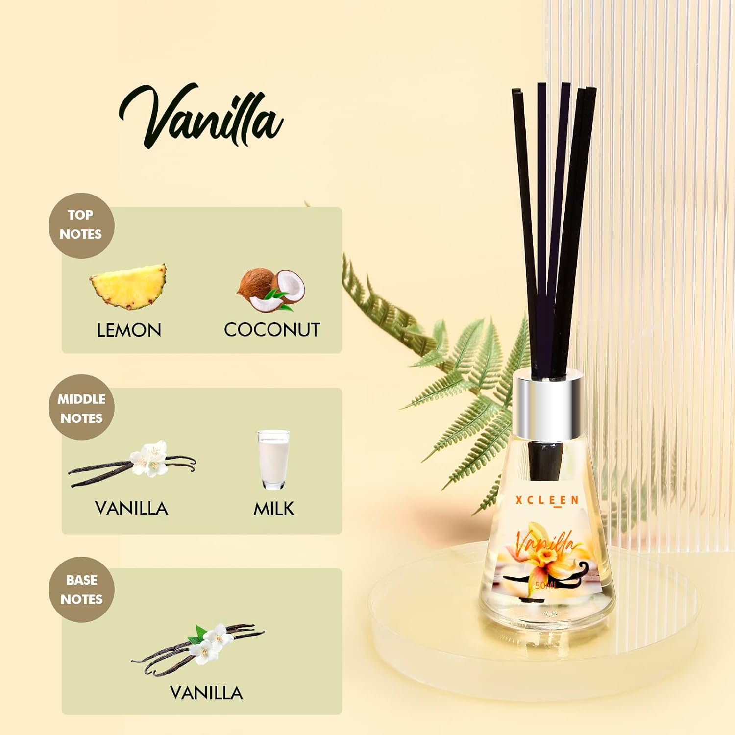 3 Pack Reed Diffuser Set with 15 Sticks Escape Vanilla Moroccan Amber