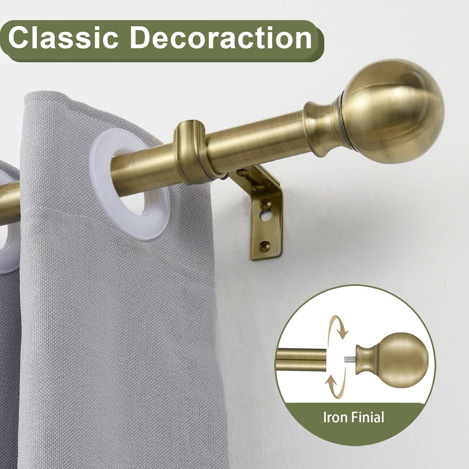 Adjustable Window Curtain Rods 36-72 Inches Antique Bronze
