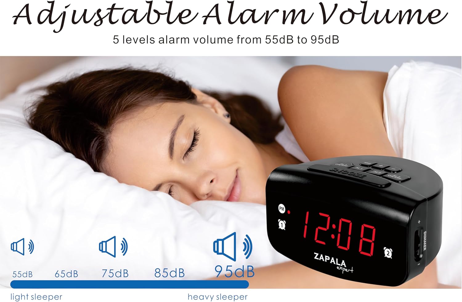 Zapala Expert Alarm Clock with 2 Alarms and USB Charging