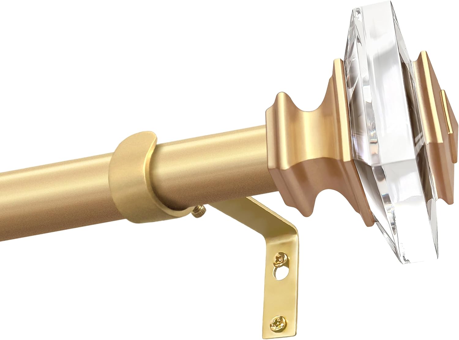 Exquisite Gold Adjustable Curtain Rod with Crystal Finials