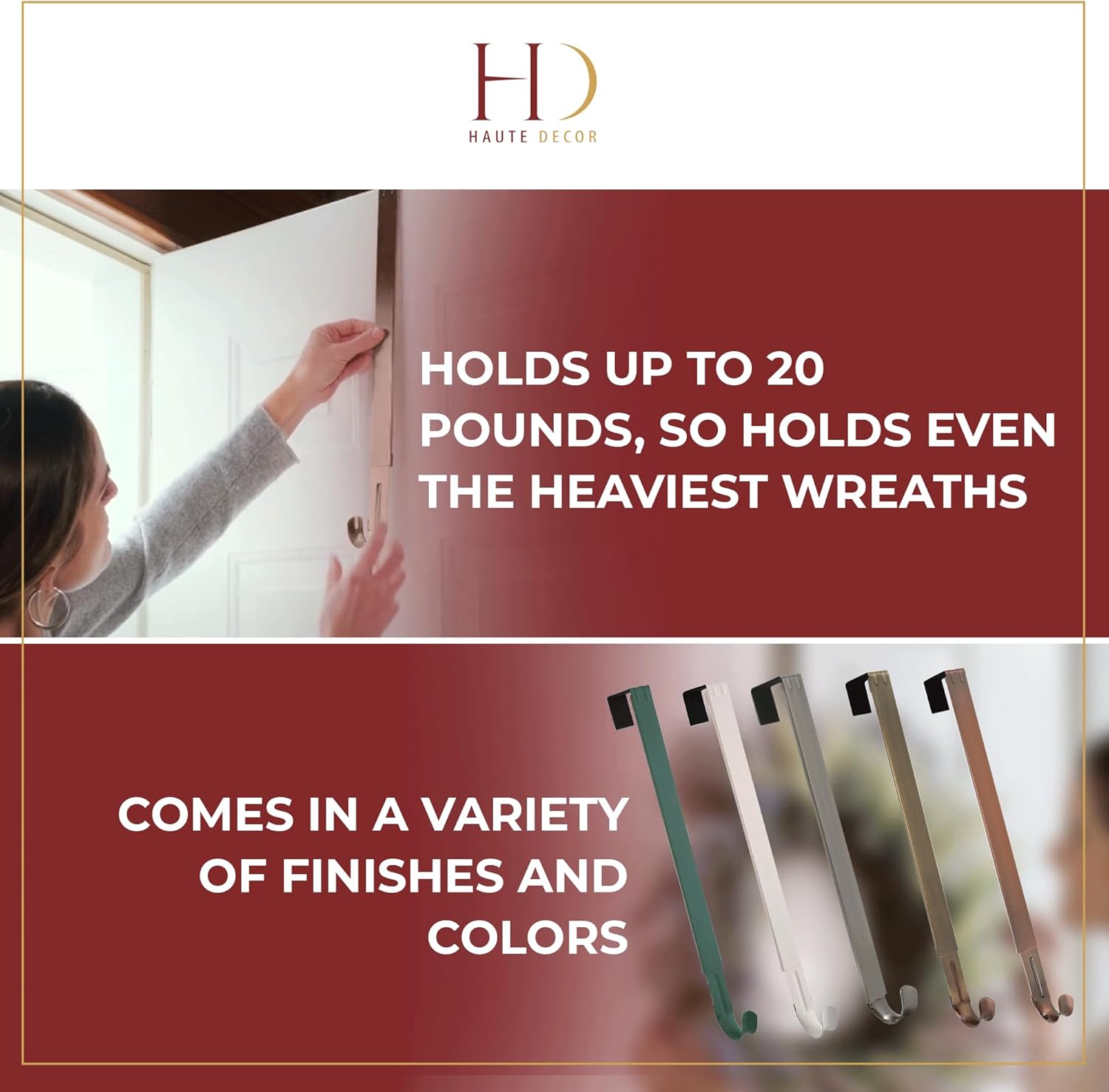 Haute Decor Adjustable Wreath Hanger - 20 Lb Capacity