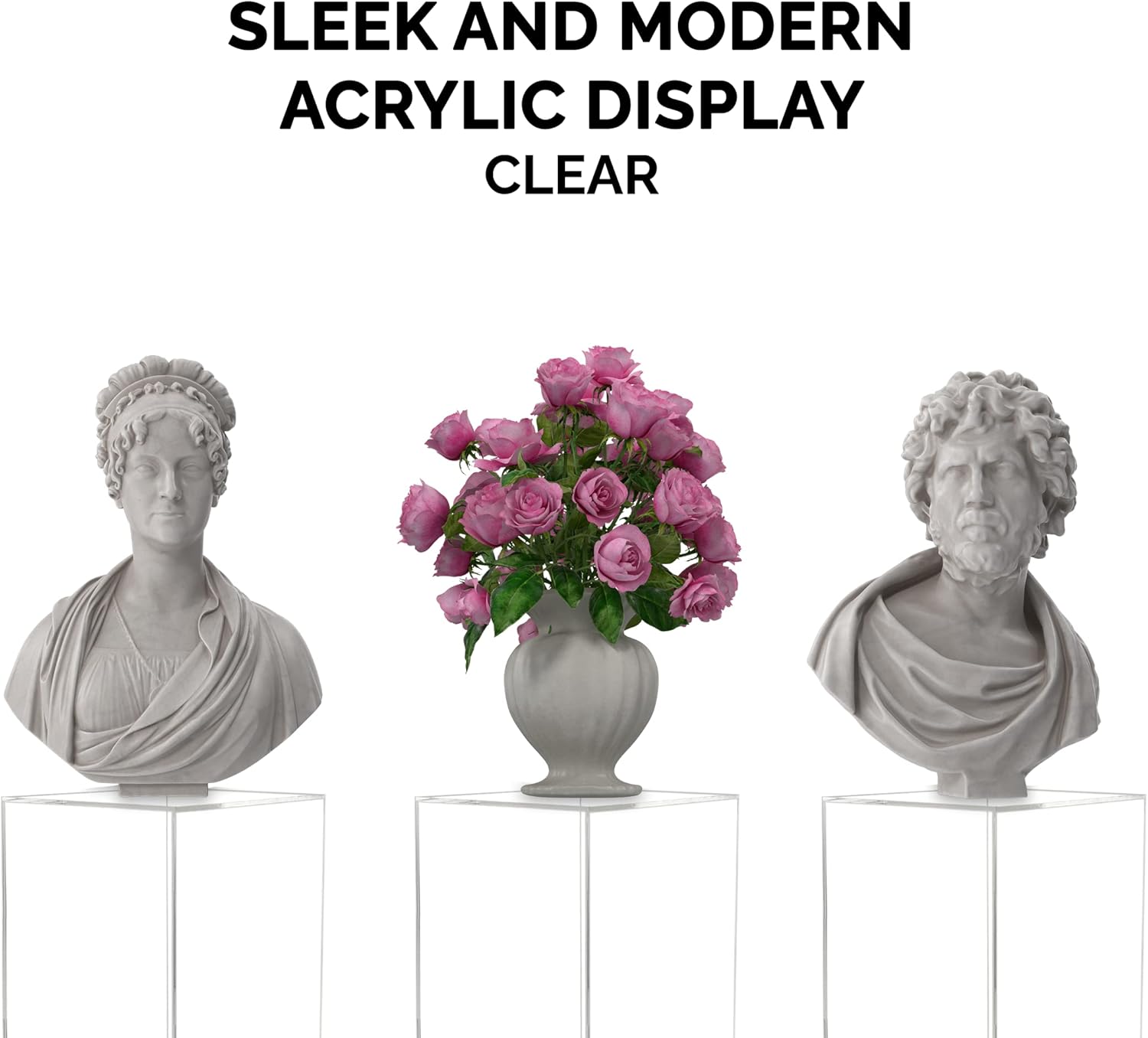 12x12x18 Clear Acrylic Display Box with Black Base
