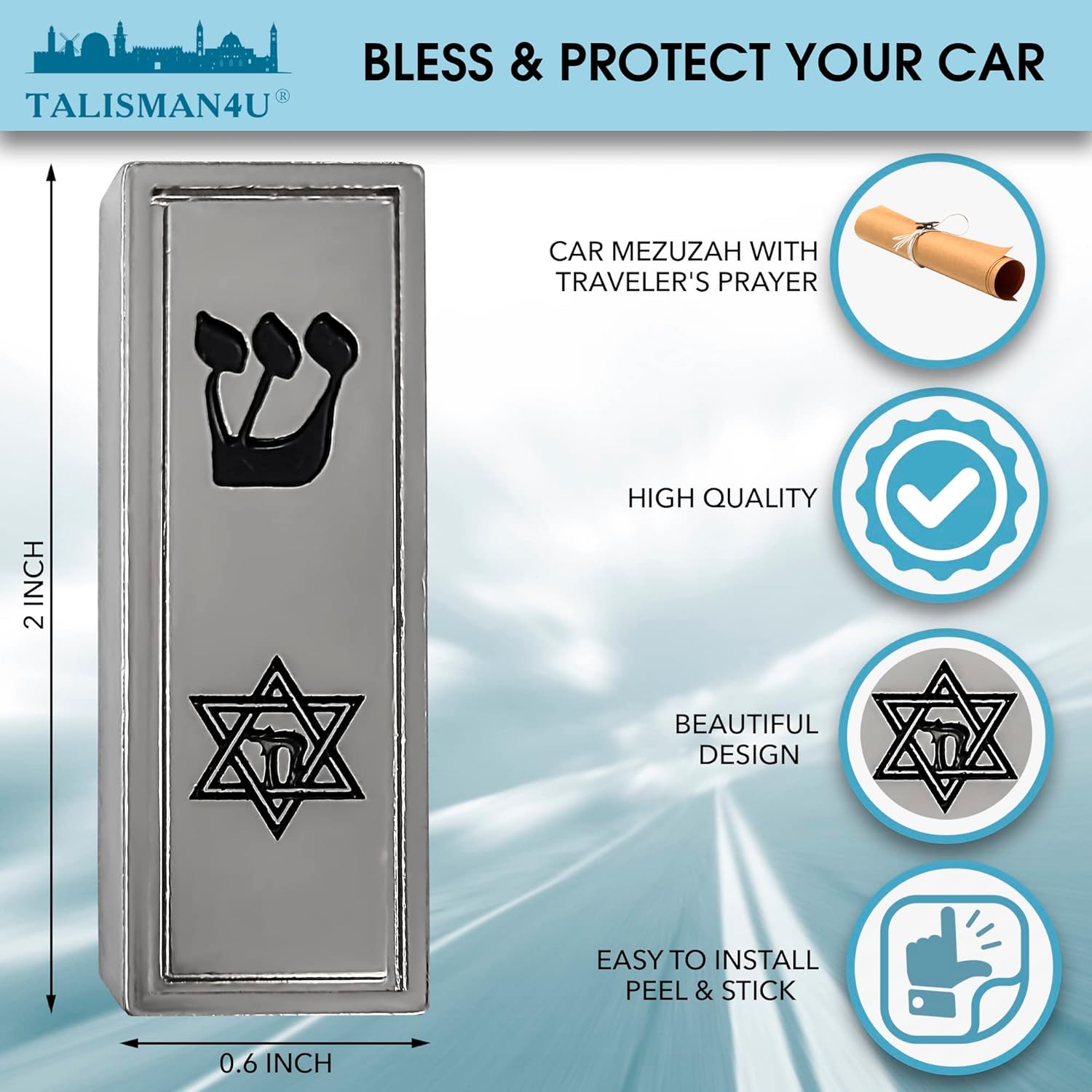 TALISMAN4U Protection Car Mezuzah with Travelers Prayer Scroll 1