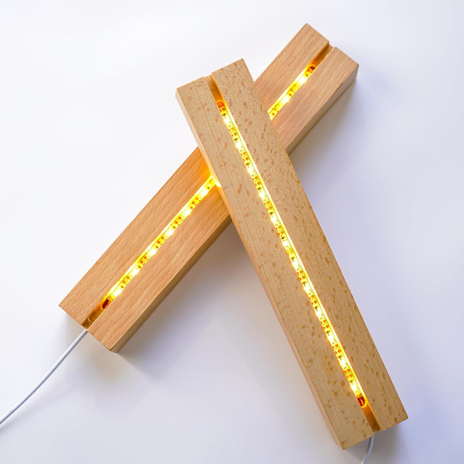 ZEERSHEE 2 Pcs Wooden LED Light Pedestal with USB Switch