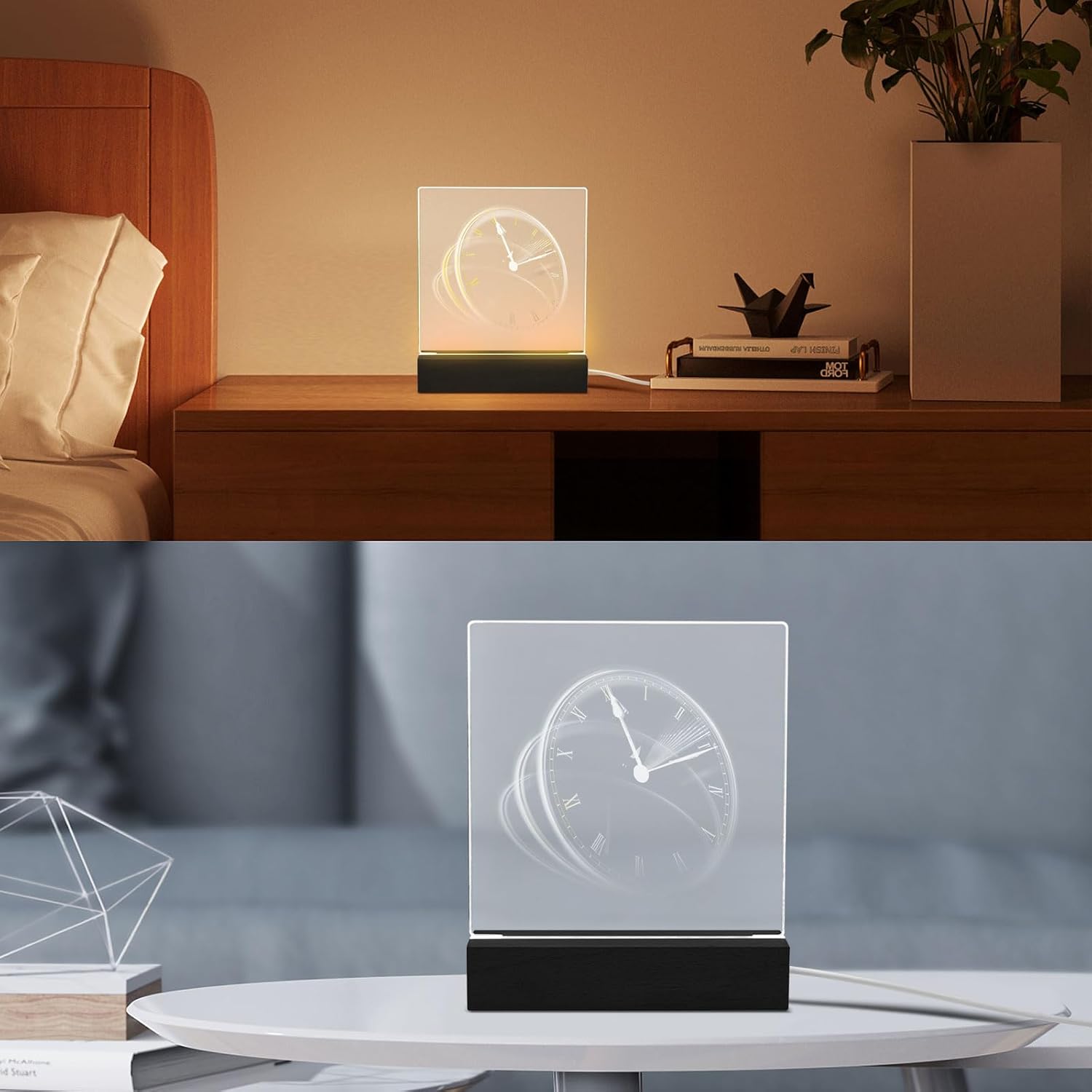 124 Inch Black Wooden Display Pedestal with LED Lights