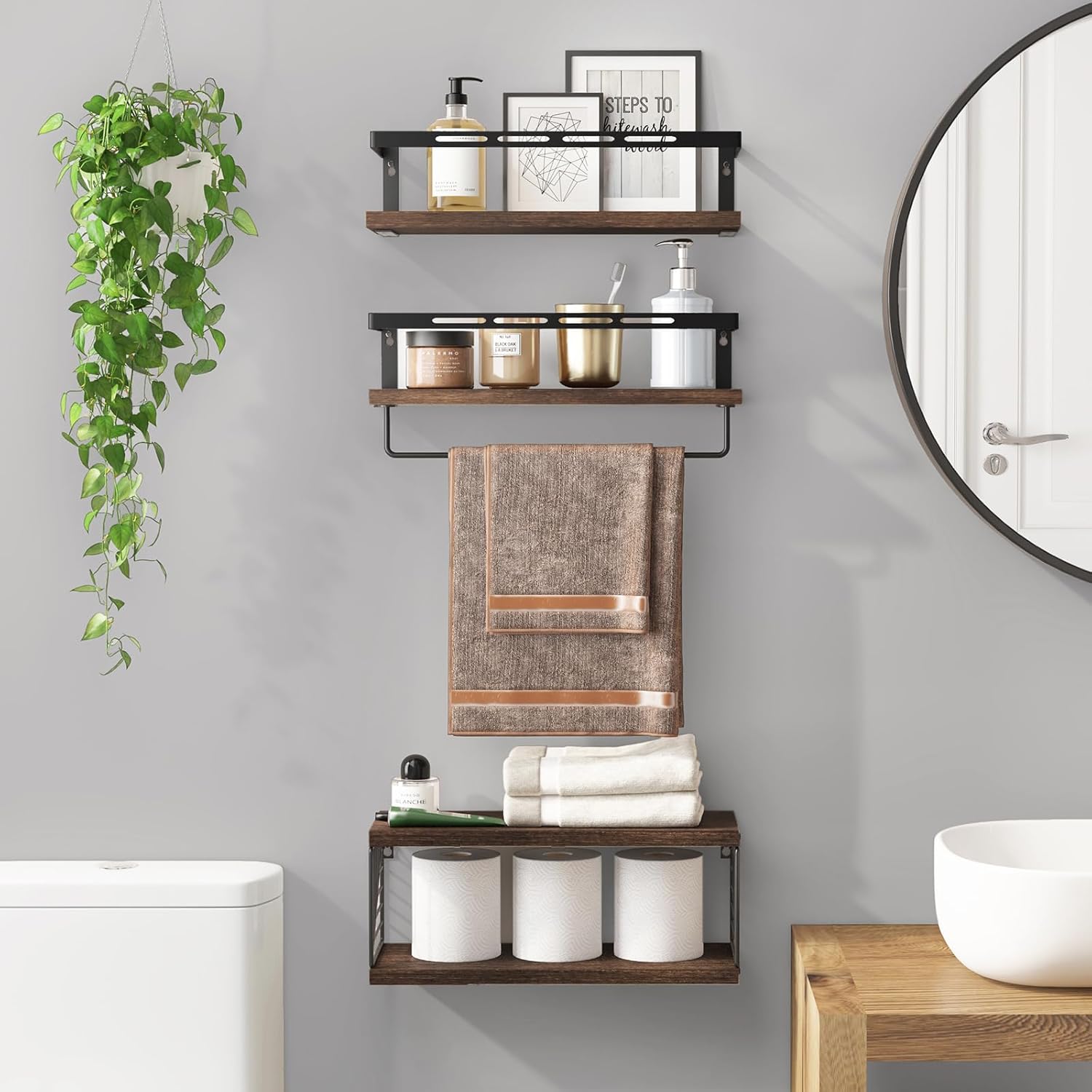 Fixwal 31 Tier Floating Wall Shelf Over Toilet