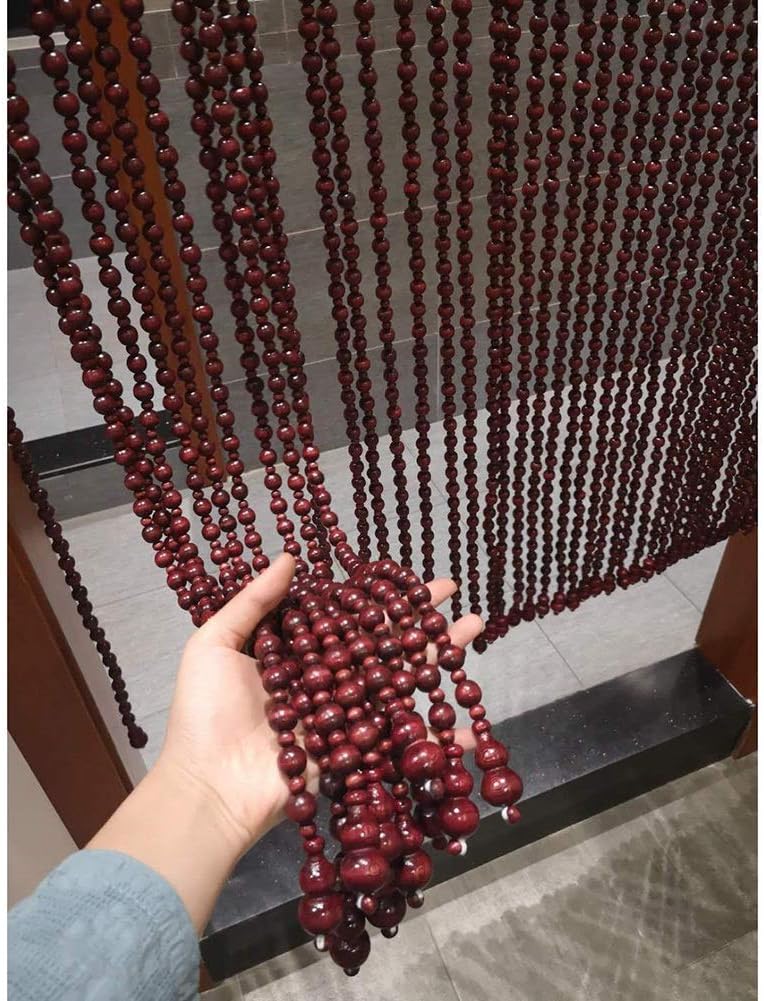 OKUOKA Wood Beaded Curtain for Doorways - 21 Strands 06x081m