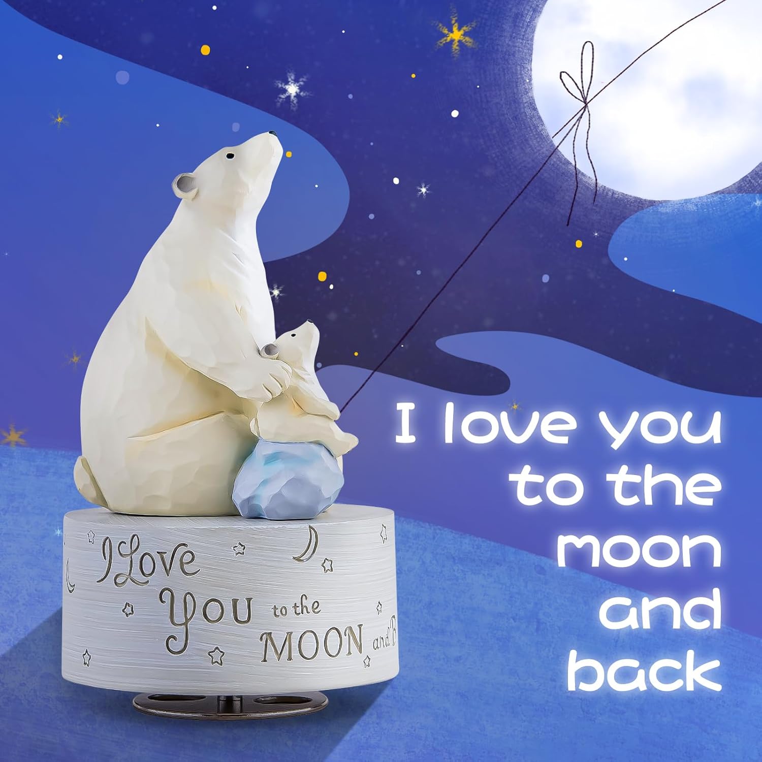Polar Bear Music Box Figurine with You Are My Sunshine Tune